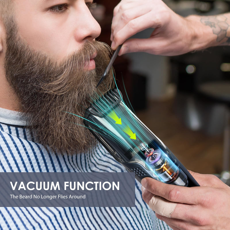 [Australia] - Vacuum Beard Trimmer for Men with 20 Length and Styles Adjustable, Built-in Vacuum Trimmer for Mustache, Sideburns, Facial Hair, Rechargeable Mustache Trimmer 