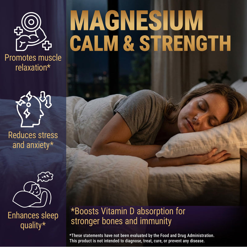 Vitamin D3 K2 Magnesium Glycinate | D3 10,000 IU | K2 200mcg | Magnesium Glycinate 1500mg | Bone Health, Immune Support, Energy & Mood - Non-GMO, Gluten-Free, 60 Vegan Capsules for Women & Men
