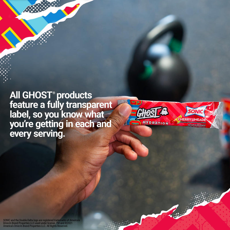 [Australia] - GHOST Hydration Packets, Sonic Cherry Limeade, 24 Sticks, Electrolyte Powder - Drink Mix Supplement with Magnesium, Potassium, Calcium, Vitamin C - Vegan Friendly, Free of Soy, Sugar & Gluten Sonic Cherry Limeade (24 Sticks) 