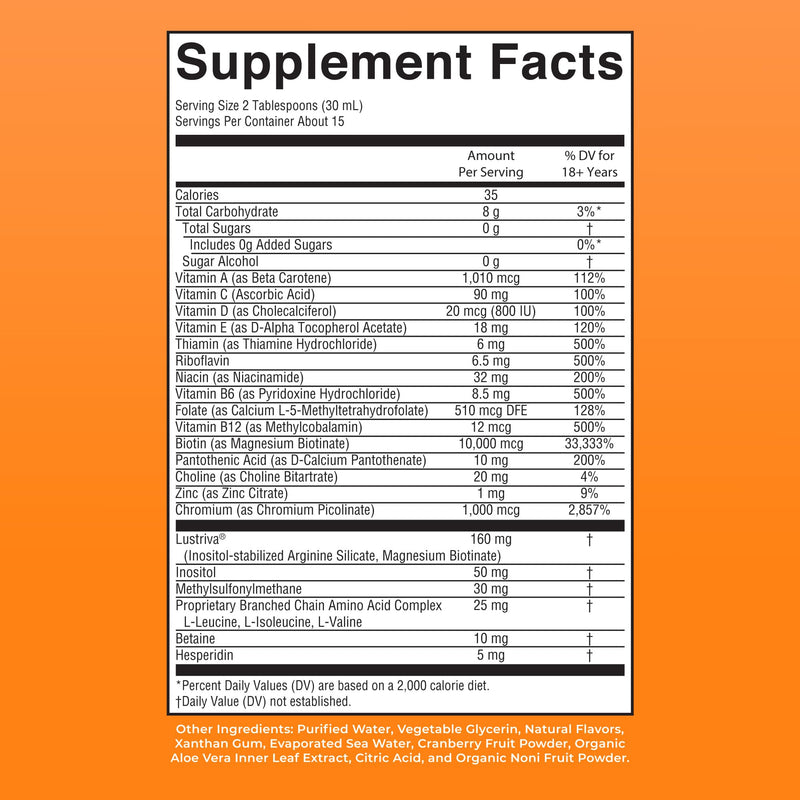 MARYRUTH'S Liquid Multivitamin + Hair Growth, Clinically Thicker Hair, 15oz | Clinically Tested in Women for Thicker Hair & Facial Wrinkles, Biotin 10000mcg, Lustriva Hair Growth Supplements, Skin Care Peach Mango 15.22 Fl Oz (Pack of 1)