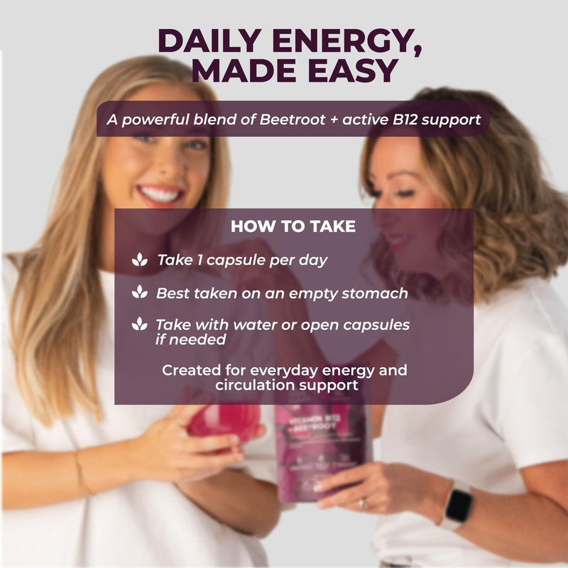Beetroot & Vitamin B12 Complex – 9000mg Beetroot + 1000mcg Dual B12 (Methylcobalamin & Adenosylcobalamin) – Energy & Immune Support – 90 Capsules – UK Made (90) 1