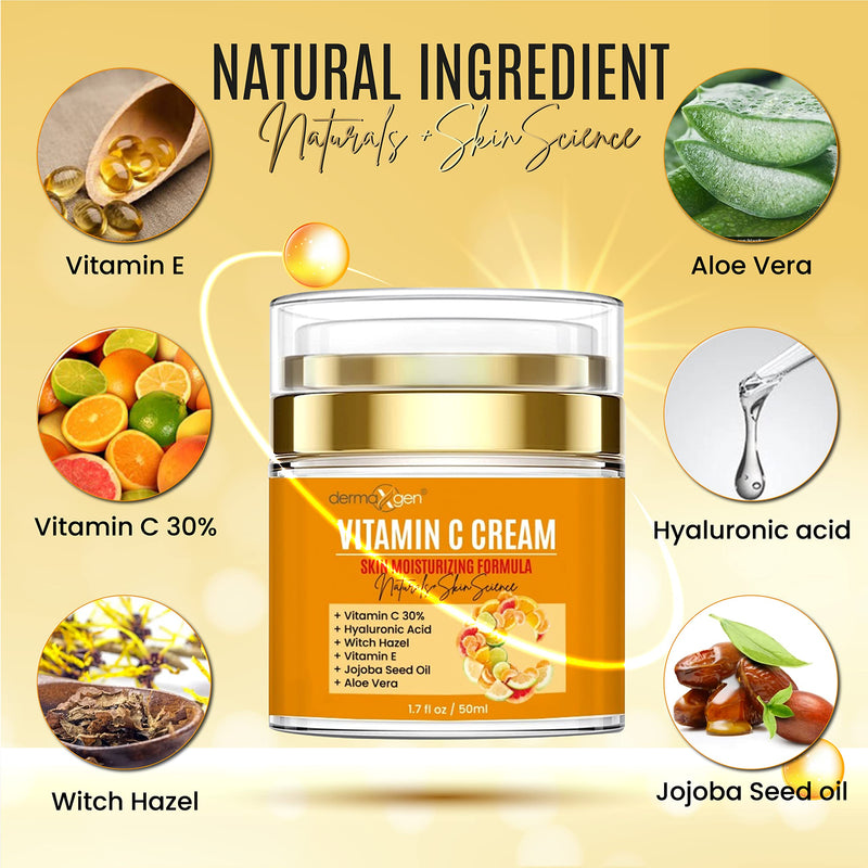 Vitamin C Moisturizing Cream & Turmeric Eye Cream Set – Hydrating Skincare Duo for All Skin Types, Targeting Dullness, Puffiness & Fine Lines.