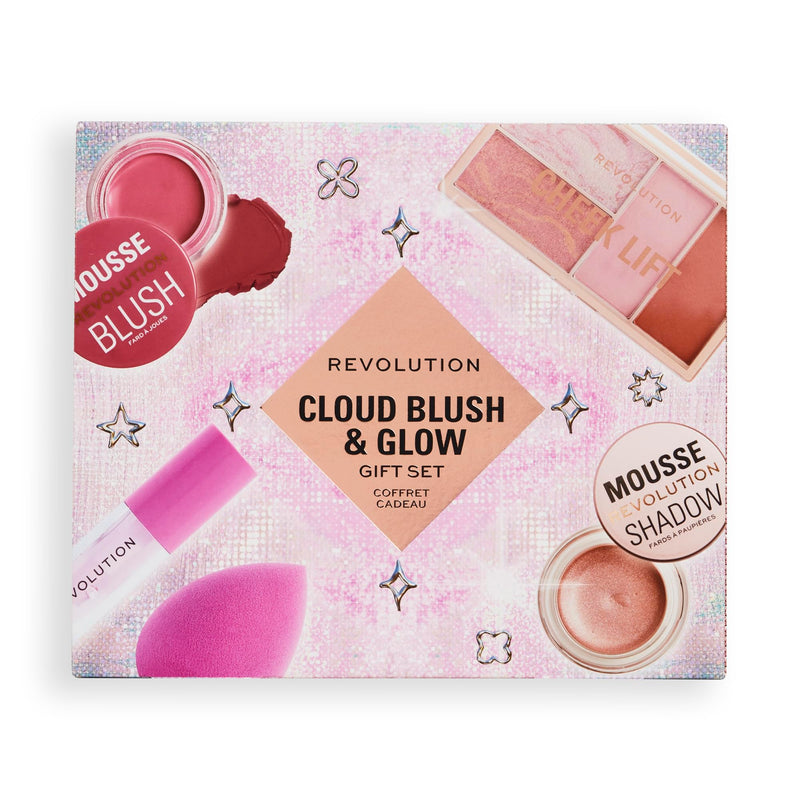 [Australia] - Revolution Beauty London, Beauty Cloud Blush & Glow Highlight Makeup Gift Set, 6-Piece Holiday Set with Eyeshadows, Blush, & Nourishing Lip Oils, Vegan & Cruelty-Free 