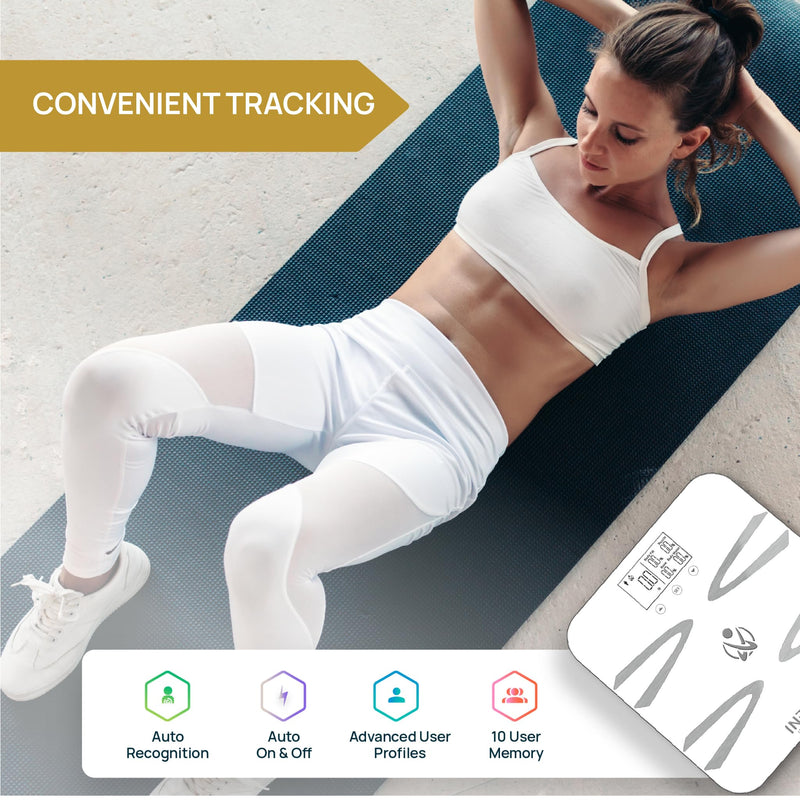 INEVIFIT Body-Analyzer Scale, Highly Accurate Digital Bathroom Body Composition Analyzer, Measures Weight, Body Fat, Water, Muscle, BMI, Visceral Levels & Bone Mass for 10 Users. Includes Batteries White