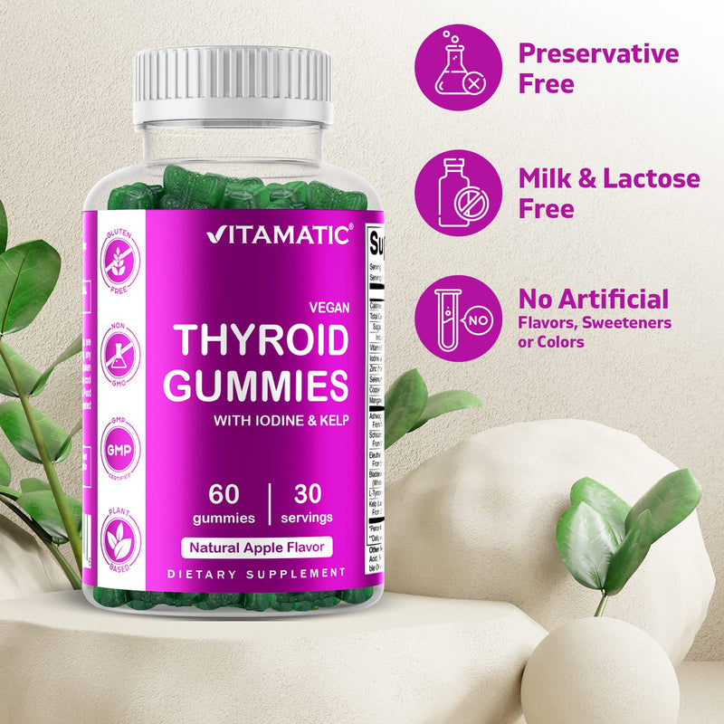 [Australia] - Vitamatic 2 Pack Vegan Thyroid Support Gummies with Iodine & Kelp - 60 Count - Improve Your Energy & Increase Metabolism - Plant Based 