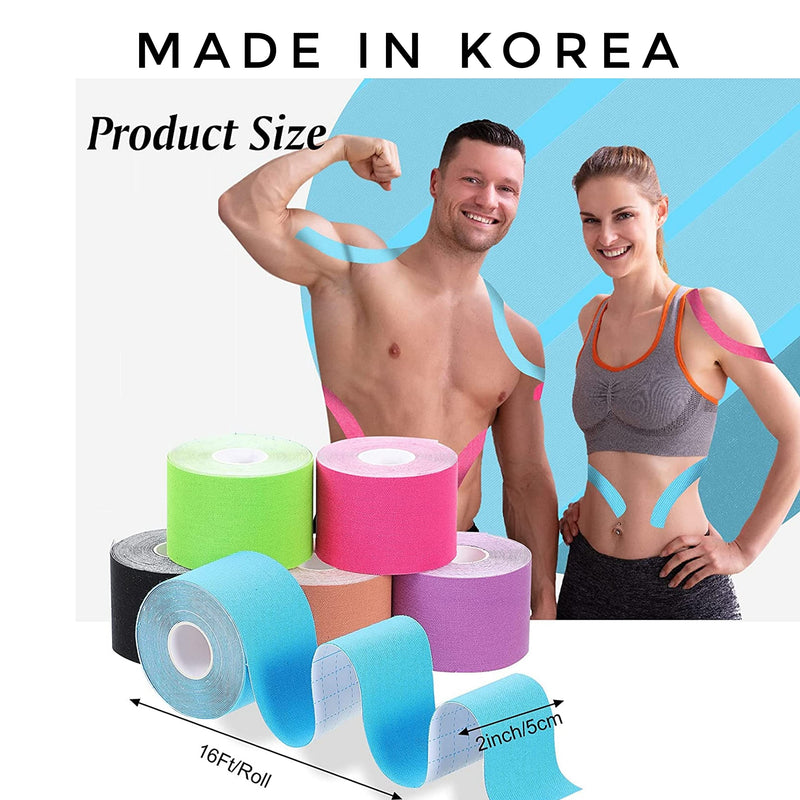 Waterproof Kinesiology Tape - 5m x 5cm, Latex-Free, Breathable Athletic Tape for Injury Support, Muscle Pain Relief, Joint Support & Physiotherapy (Panda) Panda