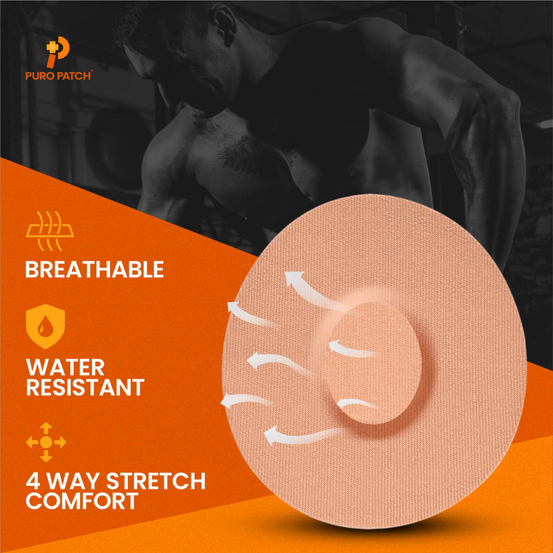 Premium Adhesive Covers - Compatible with Your Dexcom G7 Continuous Glucose Monitoring CGM Sensor - 20 Pack, Waterproof & Sweatproof Patches, Lasts 10-14 Days, Cut-Out Medical Tape (Tan) Tan
