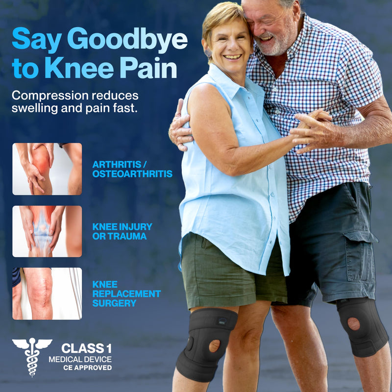 Modvel ELITE Knee Brace for Men & Women – Patella Gel Pads & Side Stabilizers for ACL, Meniscus Tear, Arthritis & Injury Recovery – Maximum Support for Running, Sports & Joint Pain Relief Small/Medium A Black 1