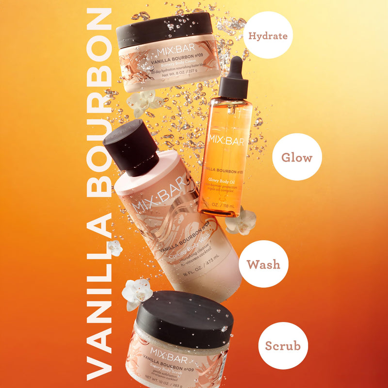 MIX:BAR Vanilla Bourbon Sugary Body Scrub for Women, Exfoliating & Cleansing with Niacinamide, Panthenol & Vitamin C, Paraben Free, Vegan, 10oz