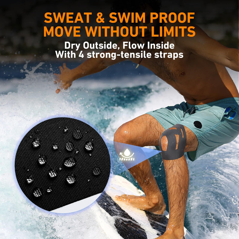 [Australia] - PreCut Kinesiology Tape for Knees, 12PCS Upgraded Waterproof KTQUICK Knee Tape for Knee Pain Relief Pre Cut, Original Cotton Athletic Knee Tape, Waterproof&Hypoallergenic Latex-Free for Sports (Black) Black 