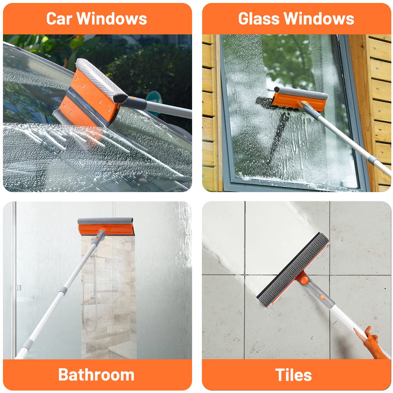 [Australia] - eazer 46'' Professional Window Cleaner Tool, 2-in-1 Rotatable Squeegee for Window Cleaning Kit, Window Washing Equipment Kit with Threaded Extension Pole(20''-46'') for Shower/windshield. Ea1626-ps3 