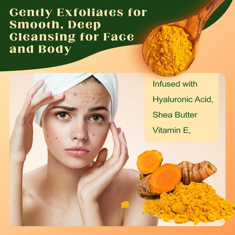 Lemon Turmeric & Kojic Soap, 3PCS Natural Handmade Soap | Infused with Hyaluronic Acid, Vitamin E, Shea Butter | Gently Exfoliates for Smooth, Deep Cleansing for Face and Body (3) 3