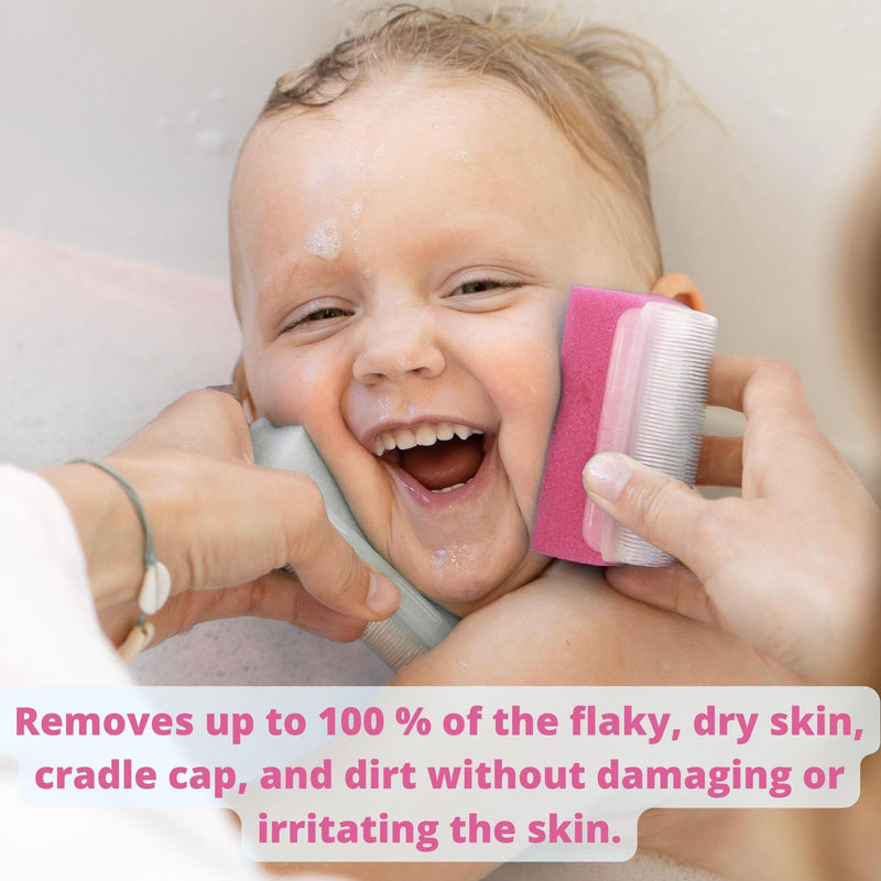 [Australia] - Cradle Cap Treatment Kit for Baby Girl | Baby Cradle Cap Brush for Babies - Baby Bath Essentials | Cradle Cap Comb & Baby Bath Sponge (Pink 6-Pack) 6-Pack Cradle Cap Kit - Pink 