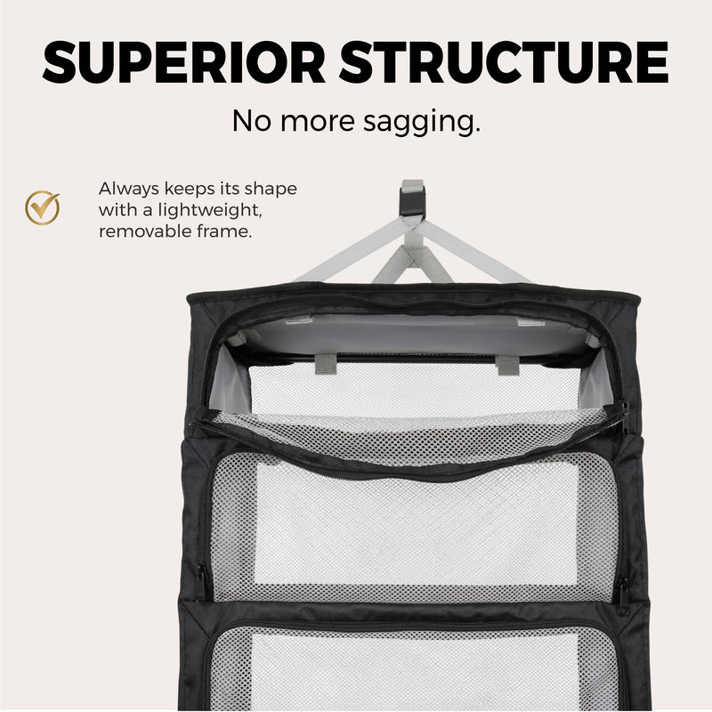 Hanging Suitcase Organizer – Instant Travel Closet with Built-In Compression | 4-Compartment Wardrobe Packing Cubes for Carry-On & Checked Luggage | Travel Essentials for Men & Women