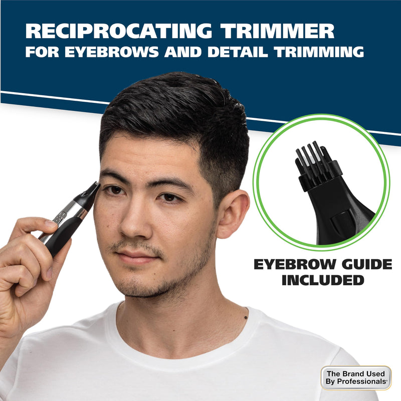 [Australia] - Wahl Lighted Battery Nose Hair Trimmer for Men & Women. Painless, Easy to See Nose, Ear, and Eyebrow Trimming with Built in Light, Battery Included. – Model 3023283 Black/Silver 3 Piece Set 