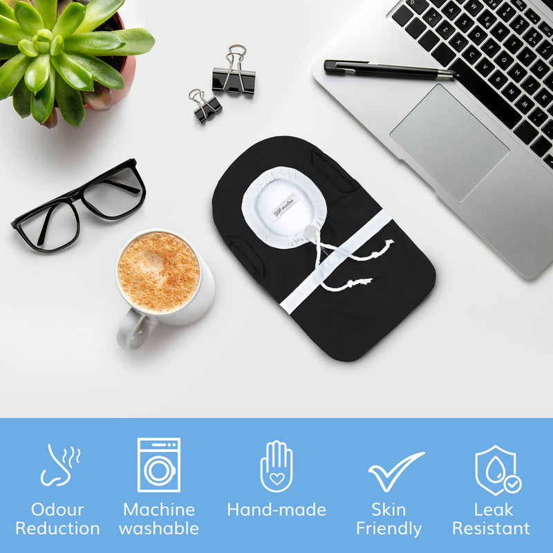 [Australia] - Ostomy Bag Covers-Waterproof Ostomy Pouch Liner with Adjustable Opening, Belt Hoop, Buckle Closure Black 