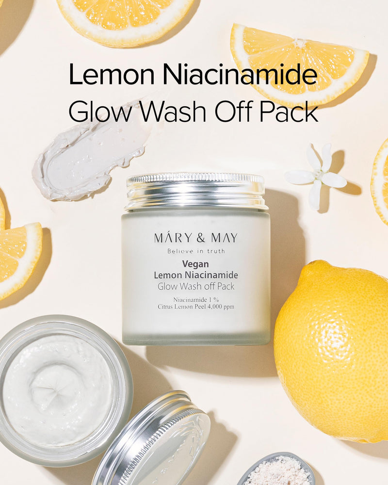 Mary&May Lemon Niacinamide Glow Clay Mask, 4.23 oz | Korean non-drying cream clay mask with 4 clays, niacinamide, vitamin C & real lemon peel for dull skin, pores & oil — vegan 4.23 Ounce (Pack of 1)
