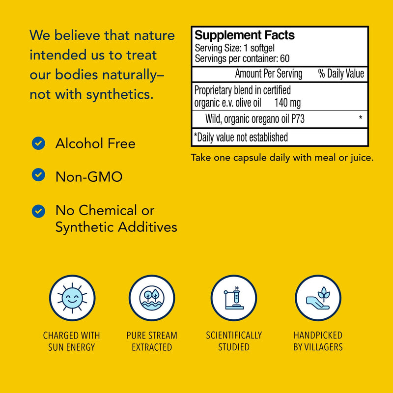 [Australia] - NORTH AMERICAN HERB & SPICE Super Strength Oreganol P73-60 Softgels - Immune System Support - Vegan Friendly Wild Oregano - 285% More Potent than Regular Strength - Non-GMO - 60 Servings 