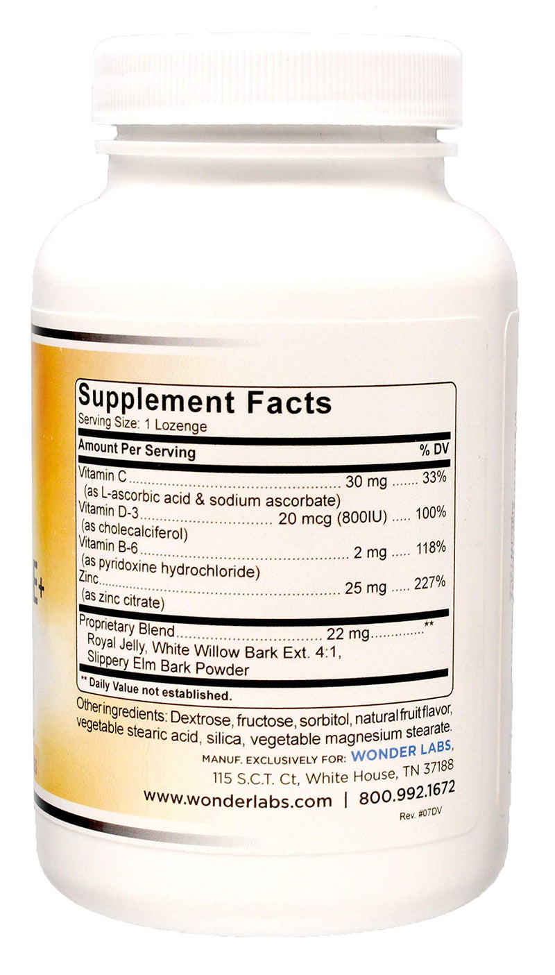 Wonder Laboratories Zinc Lozenges with Vitamin C - Fruit Flavored, Healthy Immune Support Lozenges with 25mg of Zinc Supplement Per Lozenge + 30mg of Vitamin C - 100 Lozenges (Pack of 2) 100 Count (Pack of 2)