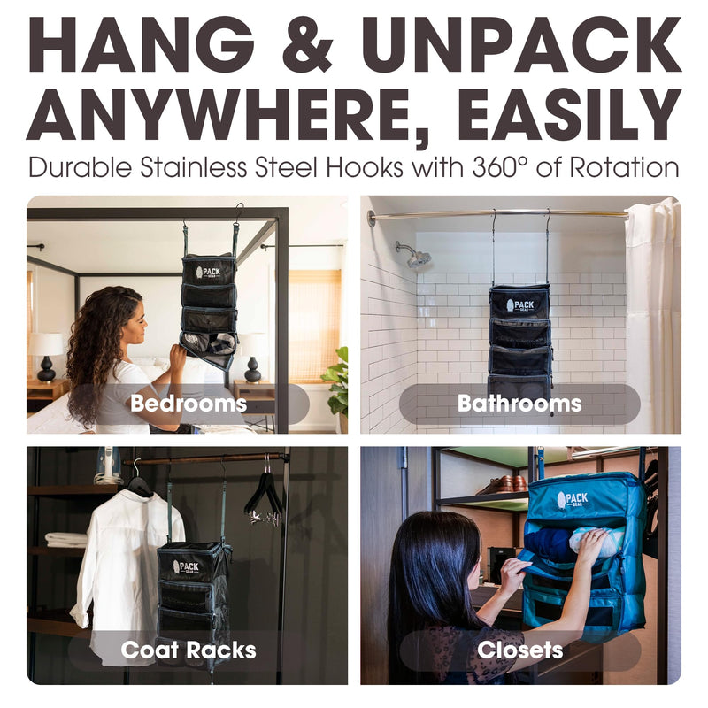 Hanging Carry-On Organizer - Our Standard Hanging Luggage Organizer Fits Any Carry On - Our Packing Cubes For Travel Use Mesh Windows to Make Finding Clothes Easy (Black, S) Small (Carry-On) Black