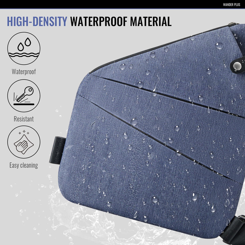 WANDER PLUS® Anti Theft Crossbody Travel Bag for Women Men, Multi-Pocket Crossbody Bag, Slim Sling Bag Blue