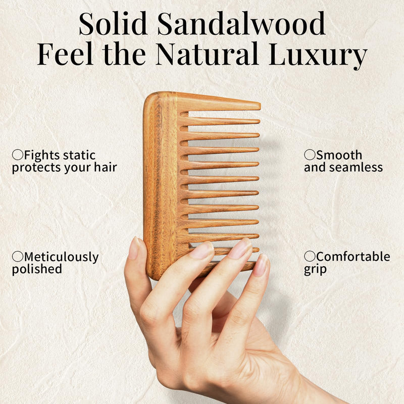 [Australia] - Onedor Handmade 100% Natural Green Sandalwood Hair Combs -Anti-Static Sandalwood Scent Natural Hair Detangler Wooden Comb (Extra Wide Tooth Mini Pocket Comb) Extra Wide Tooth Mini Pocket Comb 
