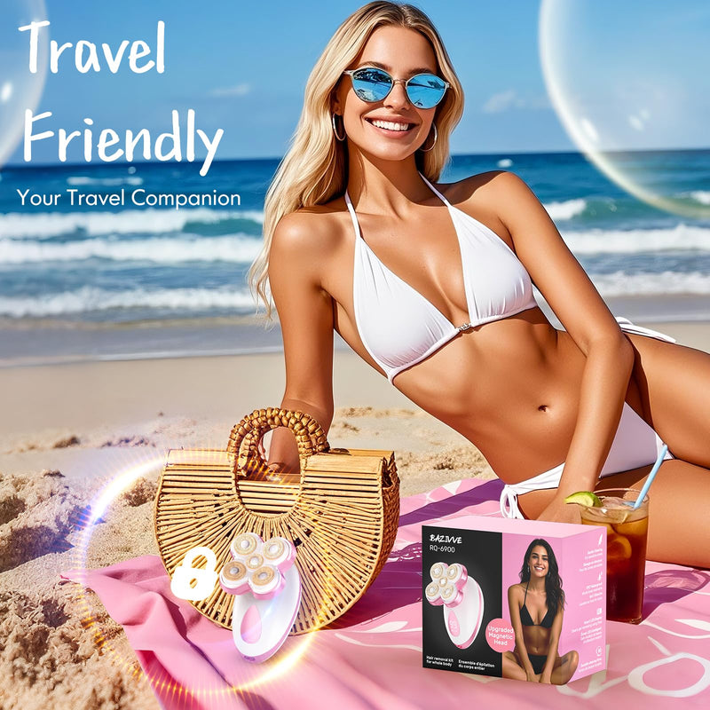 [Australia] - Electric Razors for Women - Upgraded Magnetic Electric Shaver for Women, Cordless Painless Hair Remover for Legs Bikini Face, Lady Trimmer for Sensitive Skin, Detachable and Waterproof, Pink 