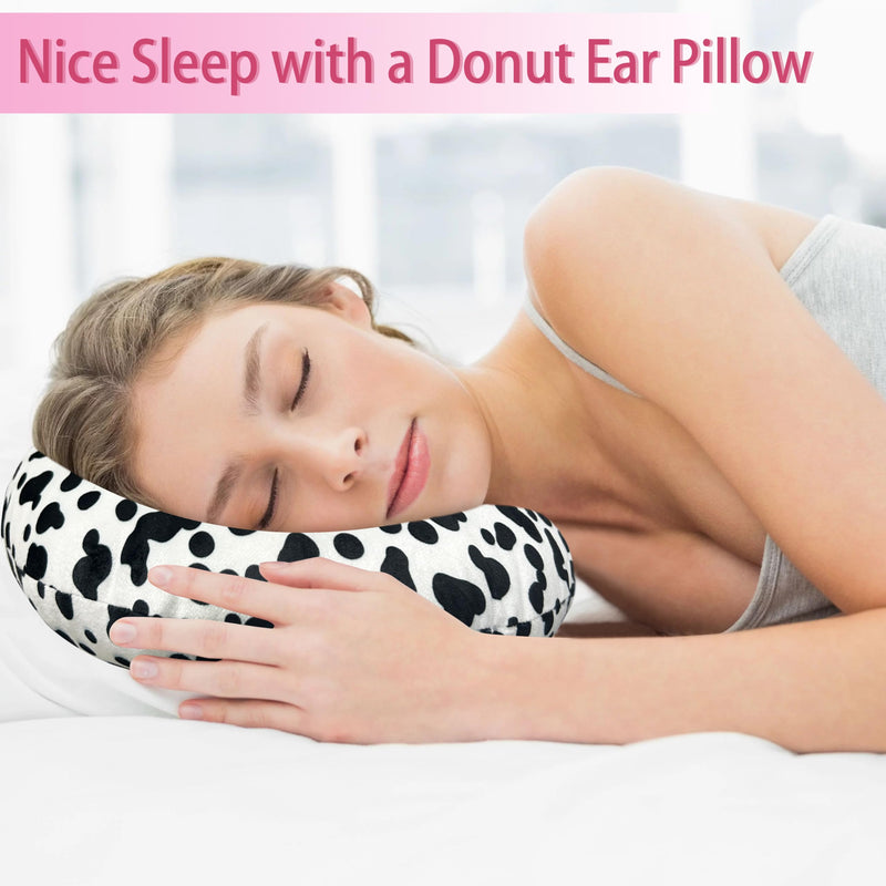[Australia] - Ear Piercing Pillow for Side Sleepers Pillows with Holes for Ear Pain,Donut Pillow for Ear Side Sleeping Pillow for Adults CNH Ear Pain Relief Pressure Sores Ear Pillow with Hole in Center Cow One Size 