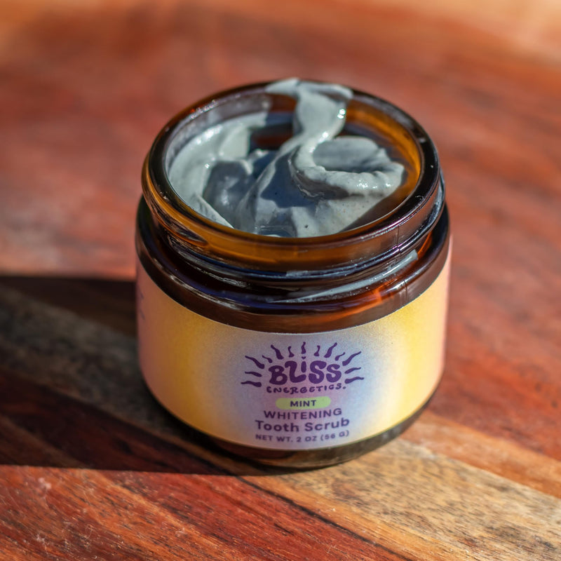 Bliss Energetics Minty Whitening Tooth Scrub - Remineralizing Hydroxyapatite Toothpaste with Shilajit, Baking Soda, Activated Charcoal & Ground Pumice Stone - 2oz Mint Abrasive Tooth Polish