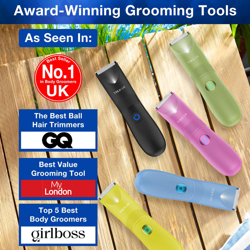 [Australia] - VIKICON Unisex Hair Trimmer - Cordless Electric Razor for Men and Women, Waterproof, Adjustable Length Guards, LED Light, Removable Blade Heads, 60-Minute Continuous Shaving Yellow 