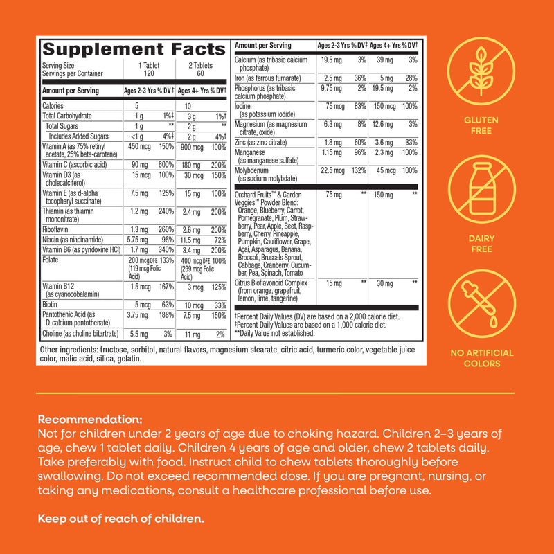 Nature's Way Alive! Children’s Chewable Multivitamin, Cherry, 120 ct | Kids Multivitamin Tablets with Orchard Fruits and Garden Veggies Powder Blend, Daily Kids Vitamins for Nutritional Support 120 Count (Pack of 1)
