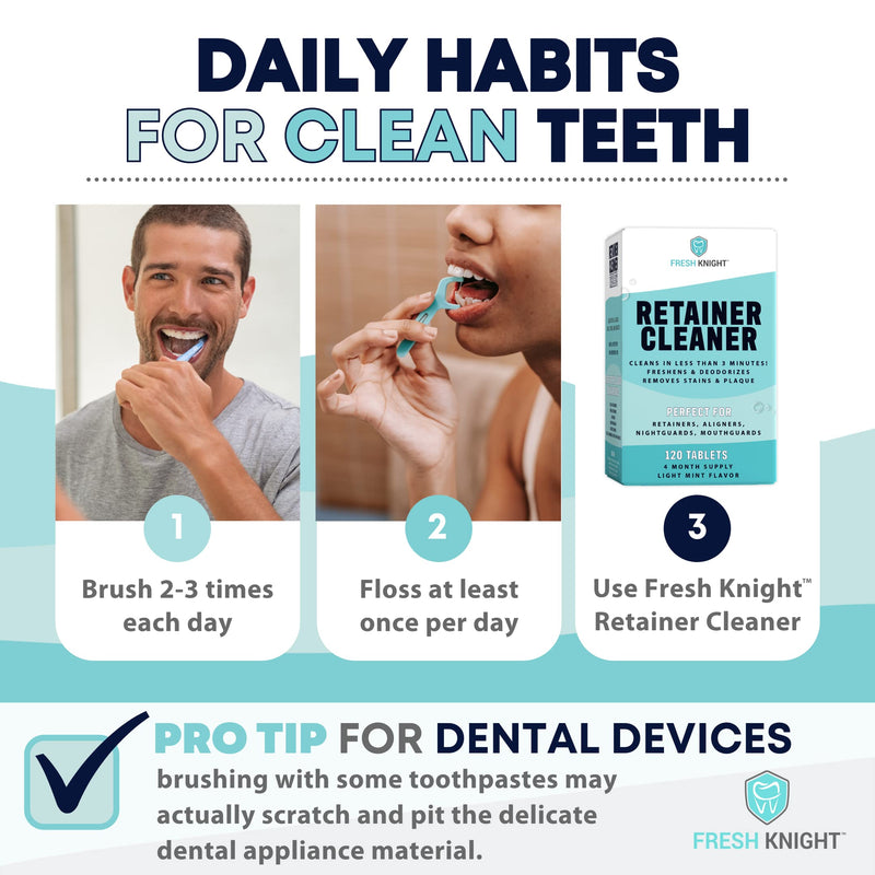 [Australia] - Retainer Cleaner Tablets 120 - Invisalign Cleaner - Denture Cleaner. Efferdent Retainer Cleaner Tablets, Night Guard, Mouth Guards, Aligners & Dental Appliance Cleaner - 4 Month Supply. 