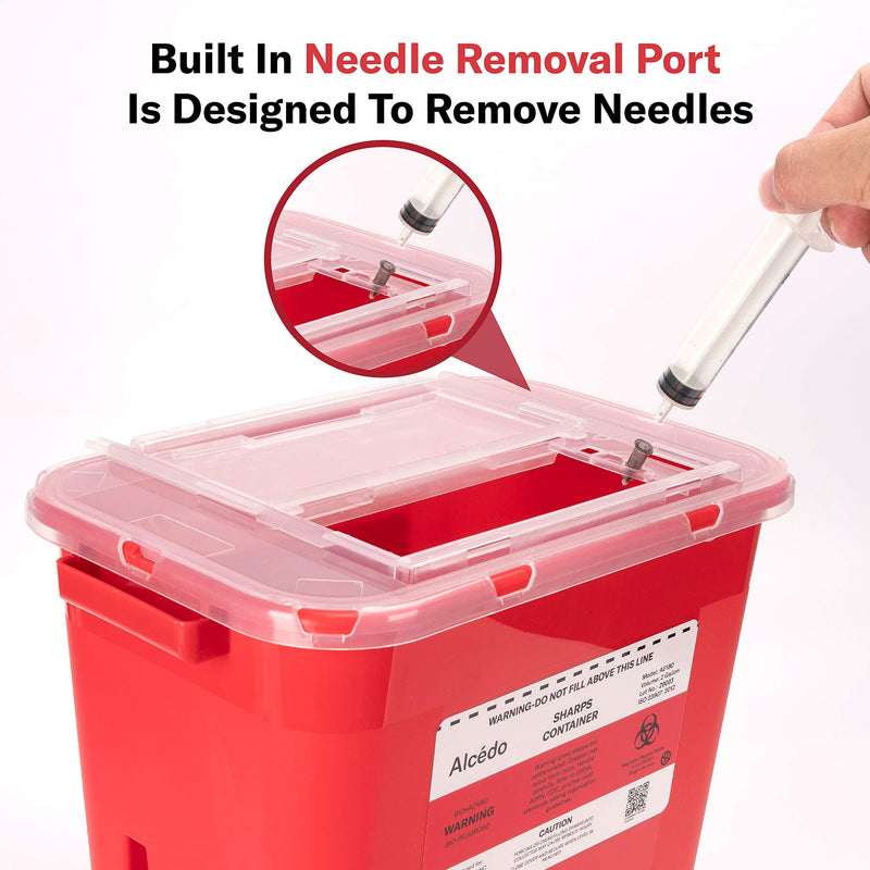[Australia] - Alcedo Sharps Container for Home Use 2 Gallon (2-Pack) | Biohazard Needle and Syringe Disposal | Professional Medical Grade 