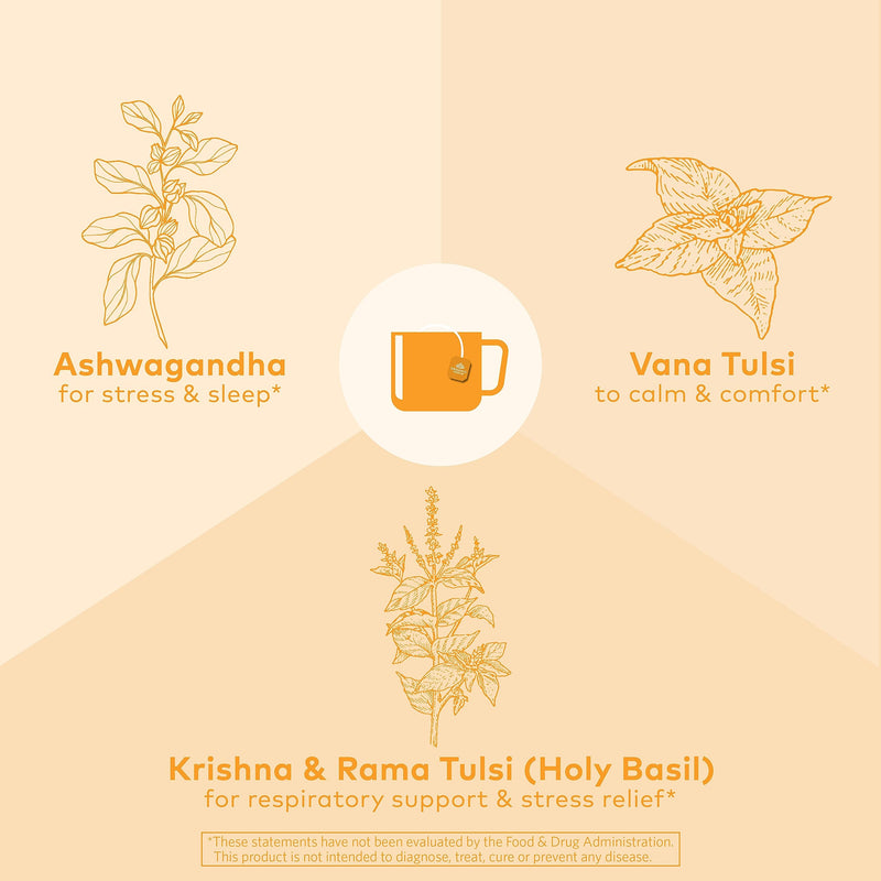 [Australia] - ORGANIC INDIA Calming Tulsi Ashwagandha Herbal Tea - Holy Basil Tea with Ashwagandha Root, Supports Restful Sleep - Adaptogen, Vegan, USDA Certified Organic, Non-GMO - 18 Infusion Bags, 3 Pack 18 Count (Pack of 3) 