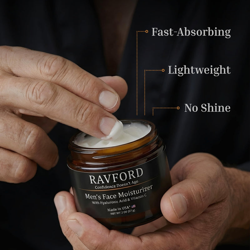 Men’s Face Moisturizer – Matte Finish, Fast-Absorbing, Non-Greasy Hydrating Cream for Dry & Aging Skin with Hyaluronic Acid, Vitamin C, Niacinamide & Aloe Vera – Unscented, Made in USA, 2 oz