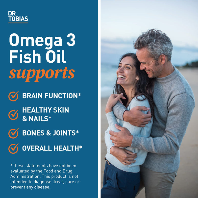Dr. Tobias Omega 3 Fish Oil & Blood Pressure Support Supplements for Heart, Brain, Immune, Circulatory Health, with Vitamin C, B6, B12, Niacin, Folate & Herbs
