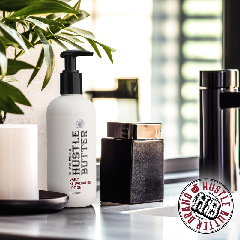[Australia] - Hustle Butter Tattoo Aftercare - Daily Moisturizing Lotion - Naturally Derived Vegan Cruelty Free - Everyday All Over Use for Tattoos - 9 fl oz 
