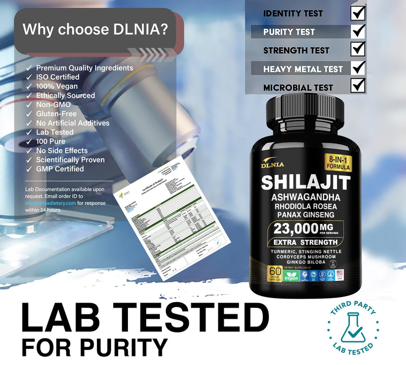 [Australia] - 8-In-1 Shilajit Pure Himalayan Organic Supplement 9000MG with Rhodiola Rosea 1000MG, Ashwagandha 2000MG, Ginseng, Gingko Biloba, Turmeric, Cordyceps Mushroom, Stinging Nettle for Full Body Power 