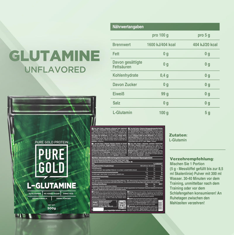 [Australia] - L-Glutamine drink powder – neutral in taste, 500g – high-quality amino acid for optimal performance 