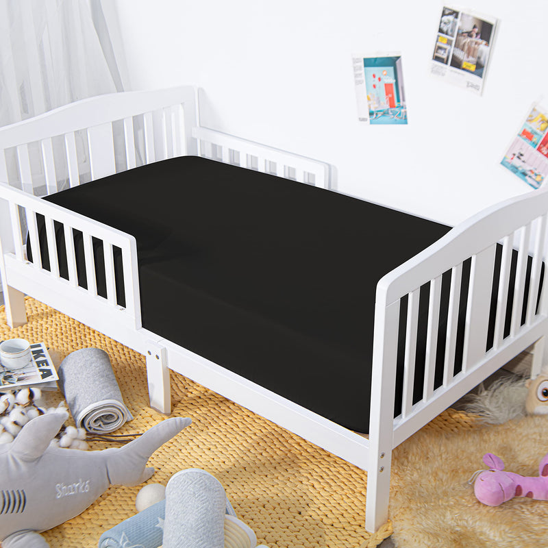 [Australia] - NTBAY 100% Brushed Microfiber Fitted Crib Sheet, Super Soft and Cozy 28x52 Crib Sheet for Standard Crib and Toddler Mattresses, Boys, Girls, Unisex, Black, 28x52 Inches 28x52 Inch (Pack of 1) 