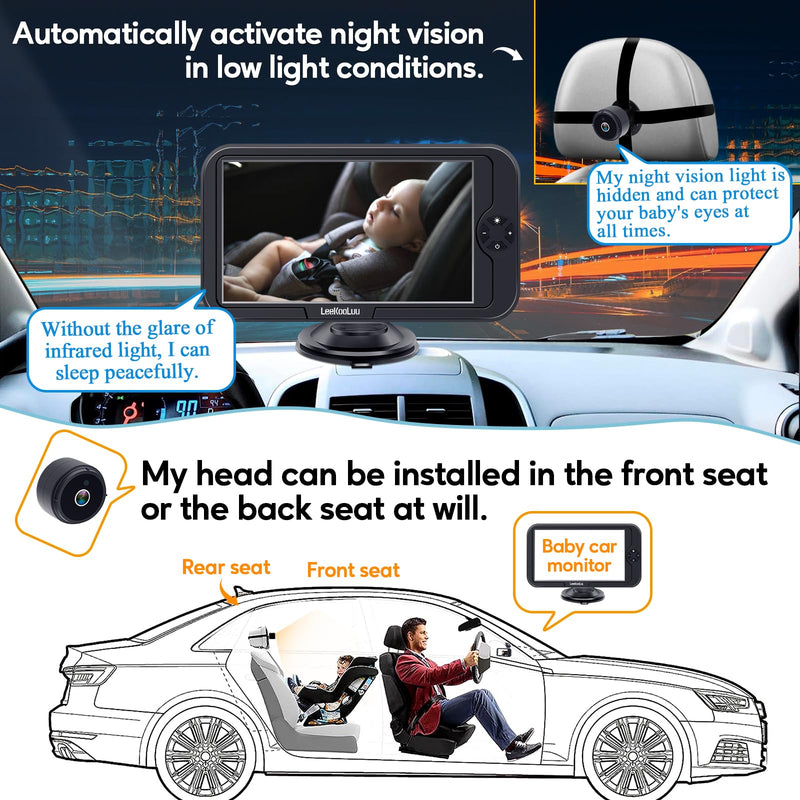 [Australia] - Baby Car Camera for Backseat 1080P - Plug and Play, HD Crystal Night Vision, Easy to Install, 360¬∞ Rotation, Wide View Angle, Protect Baby's Eye - Rear Facing Carseat Camera for Newborn, Infant, Kids Black 