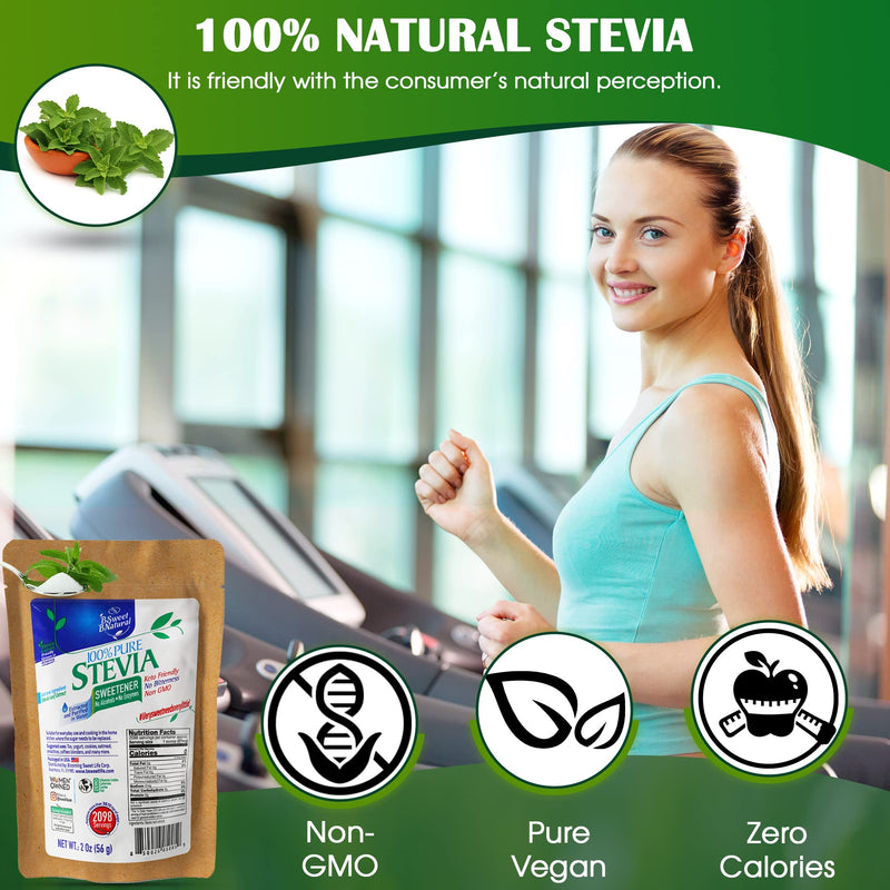 [Australia] - Stevia Powder 100% Pure, 2 Oz, No Artificial Sweetener. 2098 Servings | Stevia Green Leaf Extract | Zero Calorie & Keto Friendly 
