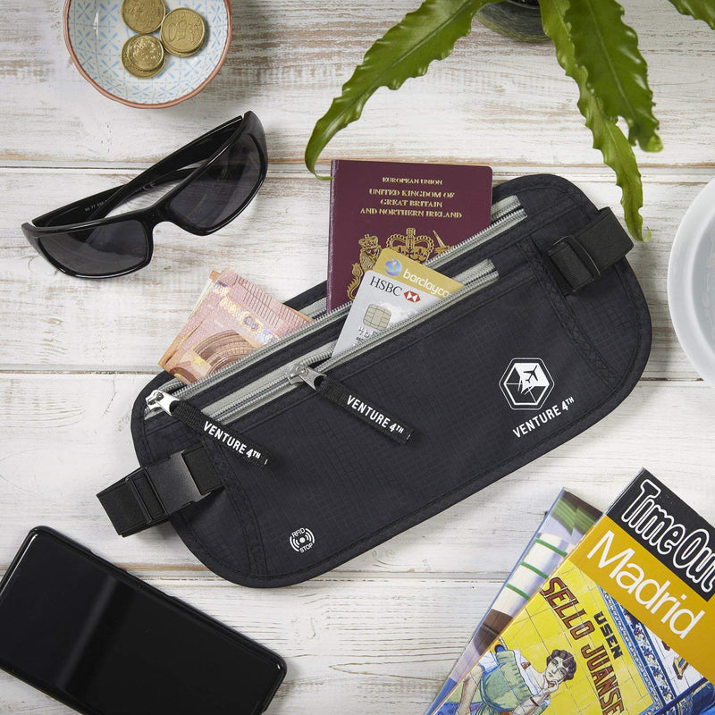 Travel Money Belt and Neck Pouch Bundle - RFID Blocking Technology to Keep your Cash, Credit Cards, Passports and Phone Safe