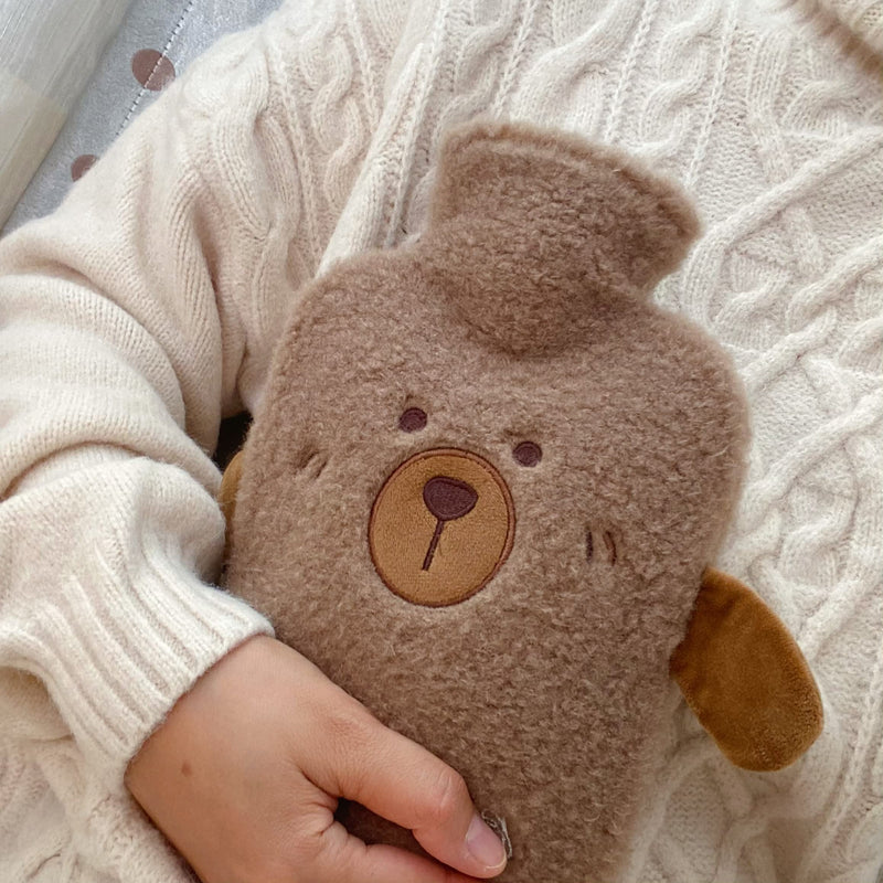 [Australia] - Hot water bottle with soft cover - large hot water bottle 1 liter fluffy - bed bottle for children and adults - hot water bottle with fluffy cover - gifts for women 1L 