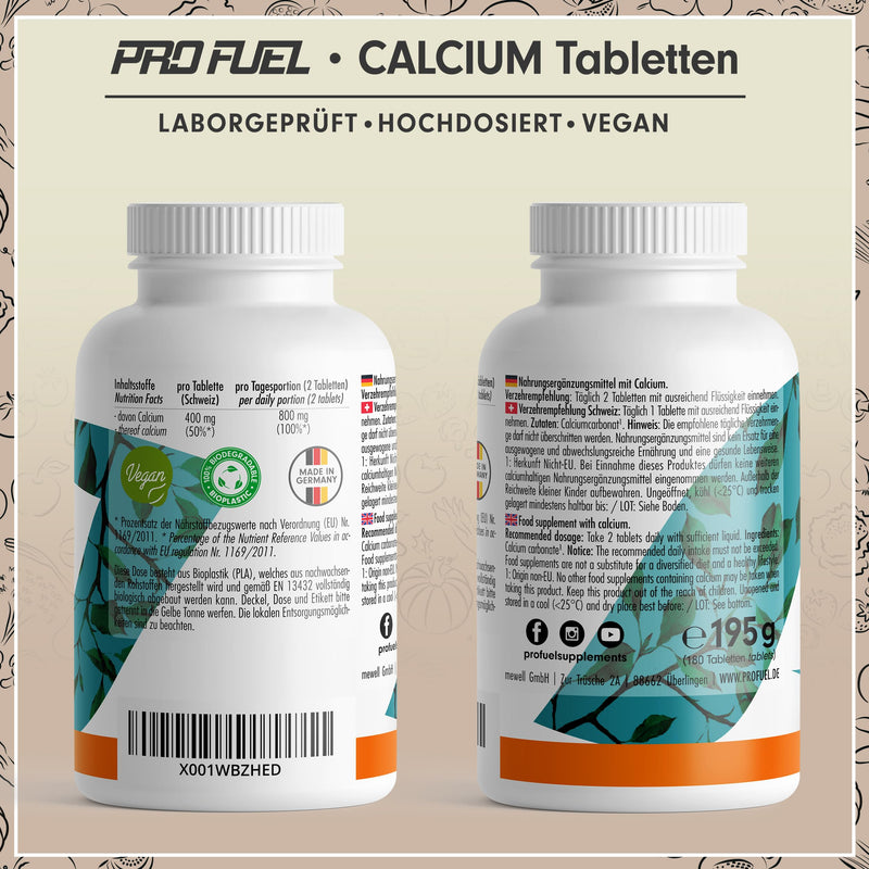 [Australia] - Calcium tablets 180x - optimally high dose with 800 mg calcium per day - maintaining normal bones and teeth - laboratory tested with certificate - without unwanted additives - 100% vegan - supply for 90 days 1x 180 tablets 