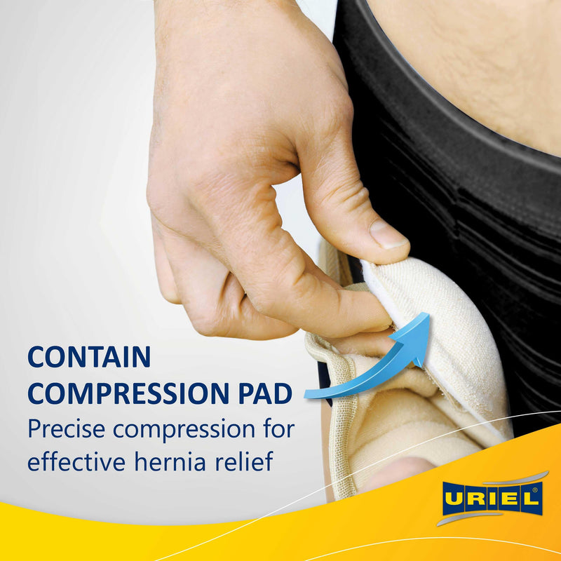 URIEL Hernia Belts for Men I Fits Left Side I Inguinal Hernia Belt for Men I Hernia Support I Pre & Post Surgery Hernia Truss I Adjustable Waist Strap with Compression Pad I Cream, XL Size