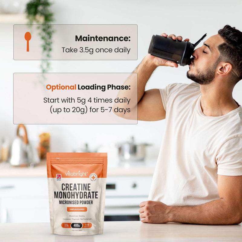 Creatine Monohydrate Powder Micronised | 400g Pouch | 114 Servings | 200 Mesh Easy Dissolving Pure Powder
