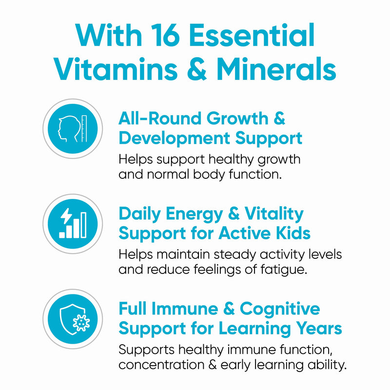 Kids Multivitamin Liquid 200ml – Liquid Vitamins for Kids & Toddlers – 16 Vitamins & Minerals with Iron, Iodine & Vitamin D3 – Ideal for Fussy Eaters – Immune, Bone & Energy Support