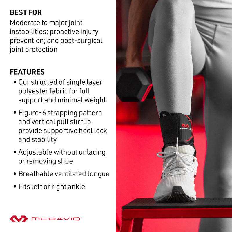 [Australia] - McDavid Ankle Brace Ultralight for Sprained Ankle, Figure 8 Ankle Braces, Lace up Ankle Brace, Ankle Braces for Men and Women, Ankle Support Brace and Stabilizer Medium Black 