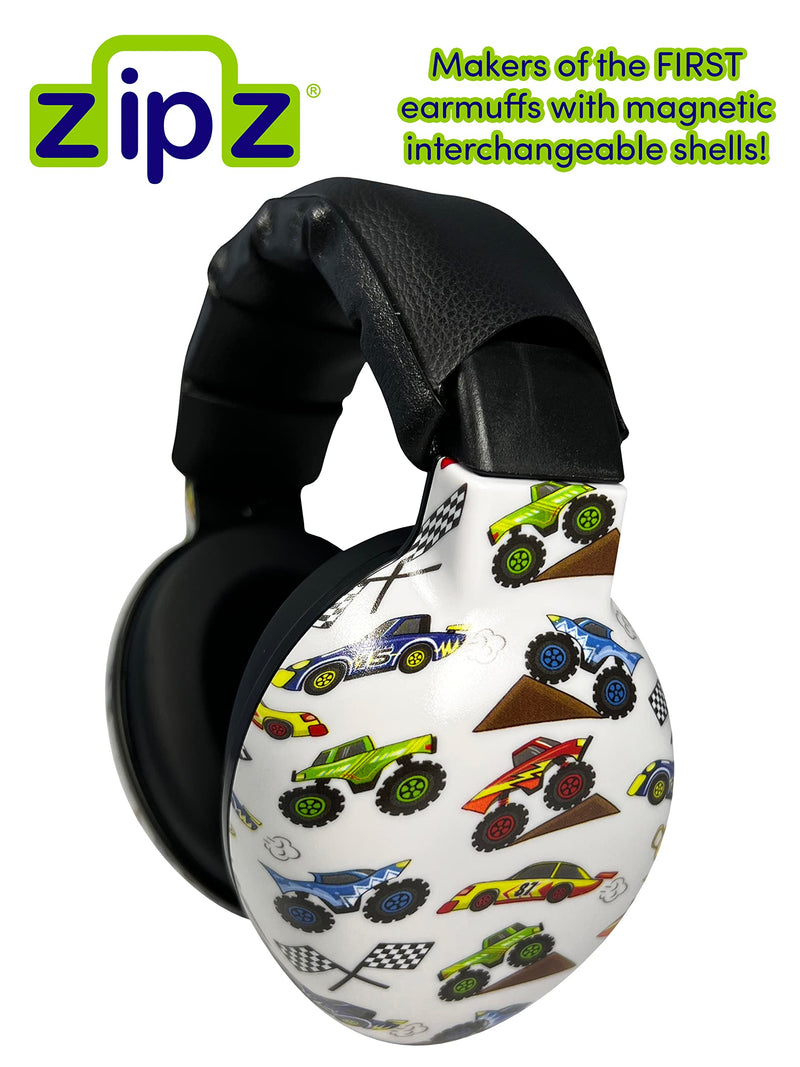 [Australia] - ZIPZ Baby & Toddler Earmuffs - Baby Headphones for Noise - ANSI-Certified Ear Protection - Safe for Soft Spots - 0-4 yrs Cars Trucks 
